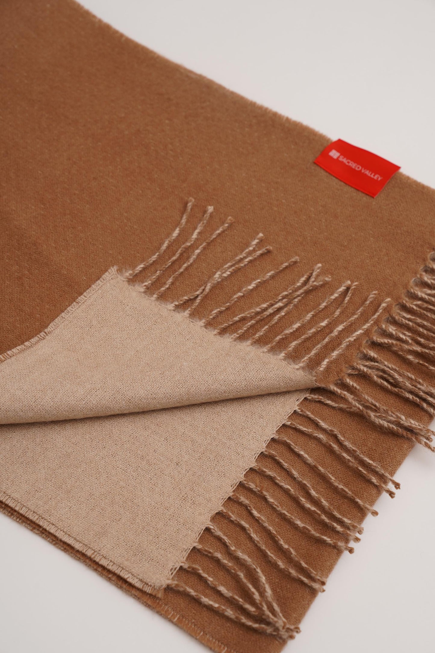 Double Facet Camel Scarf in 100% Royal Alpaca Wool