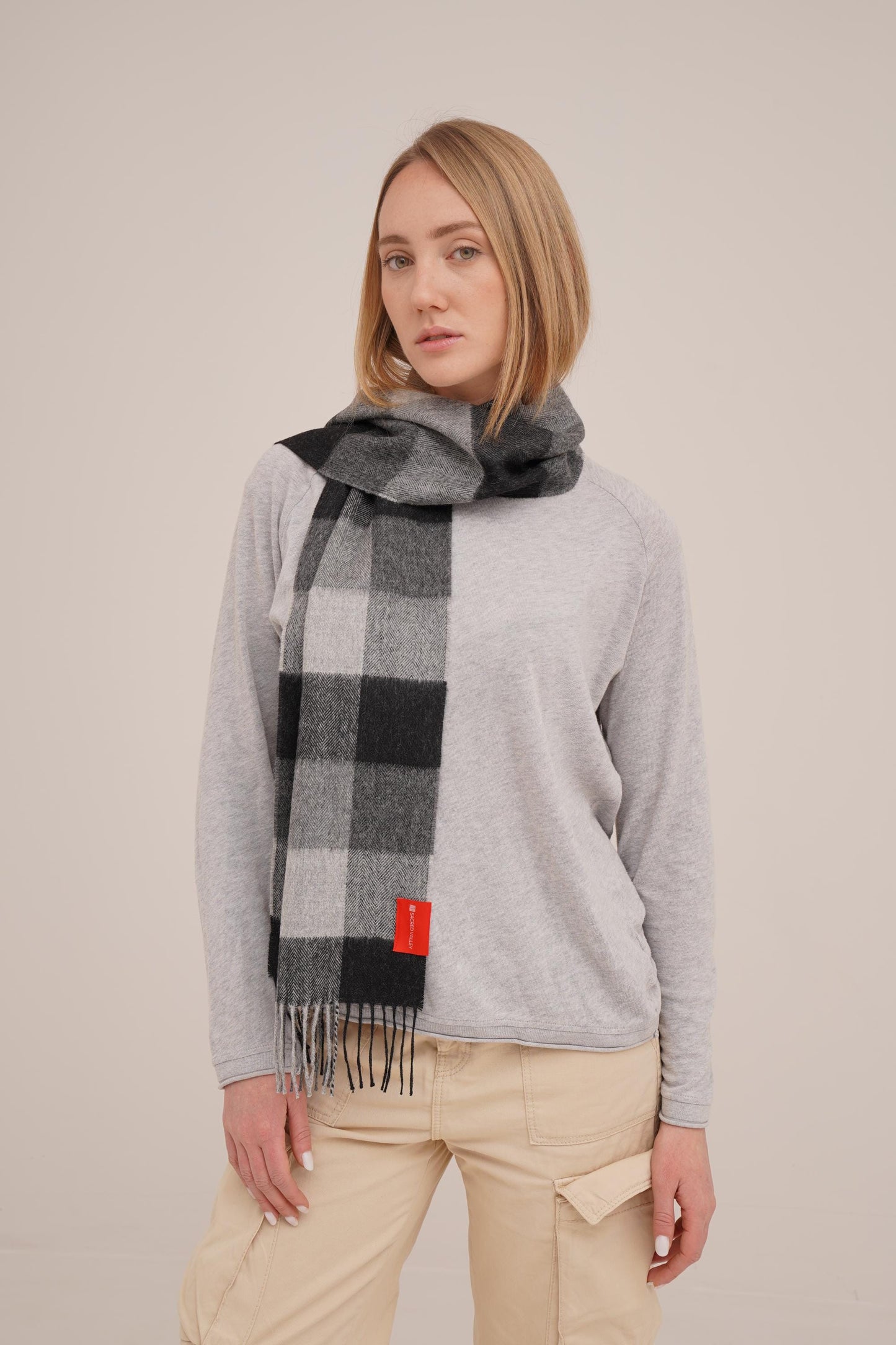 Check Scarf in 100% Royal Alpaca wool