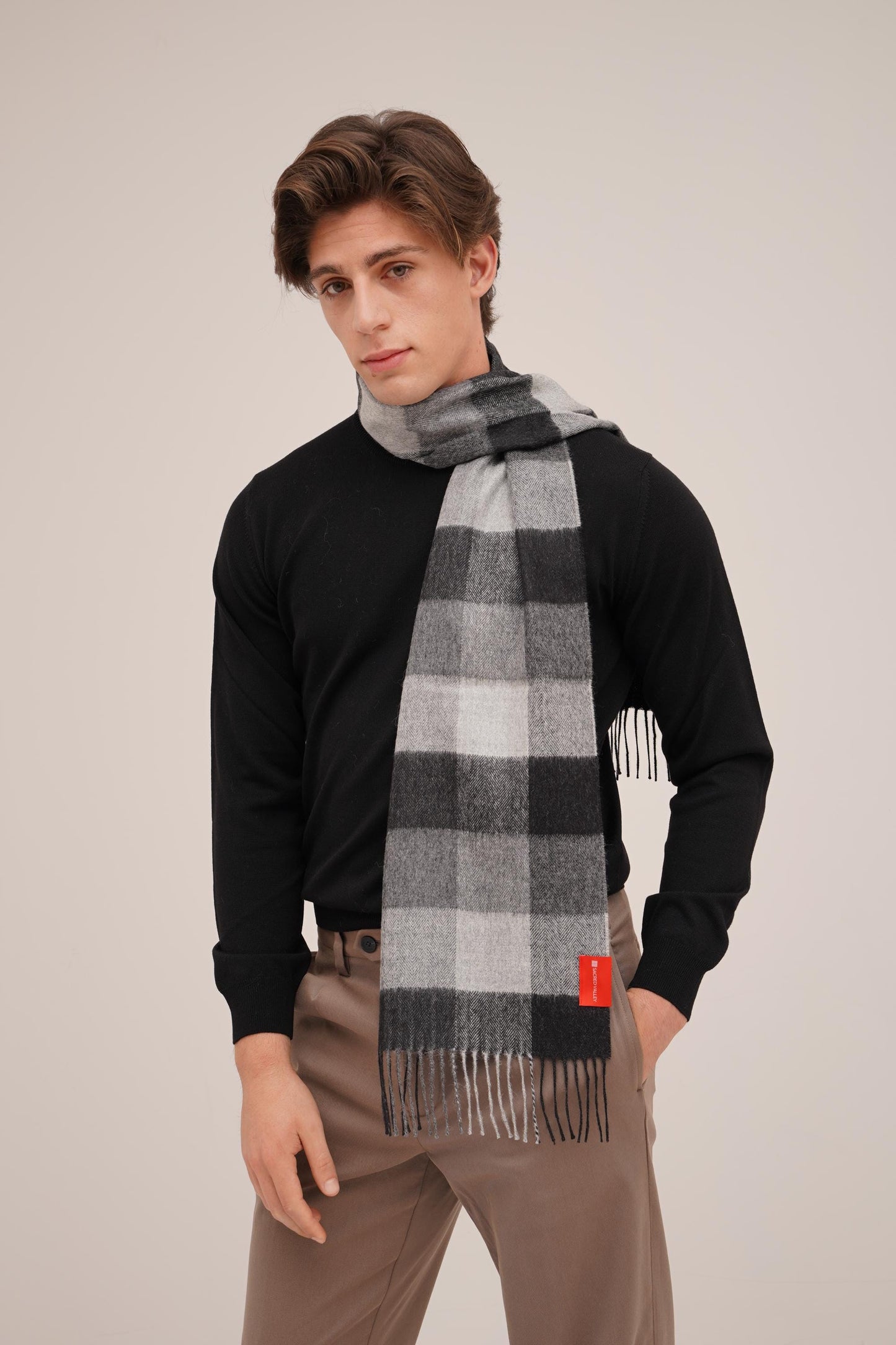 Check Scarf in 100% Royal Alpaca wool