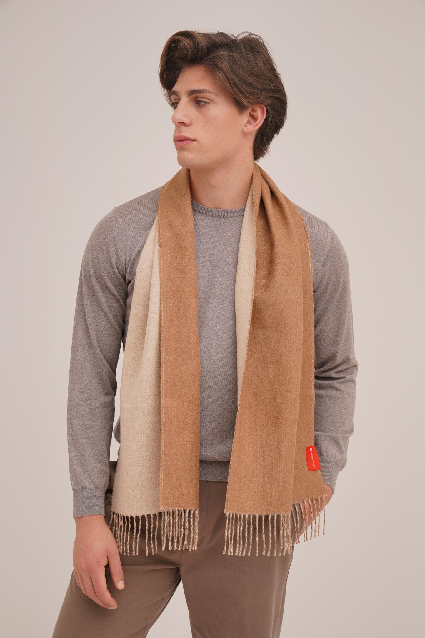 Double Facet Camel Scarf in 100% Royal Alpaca Wool