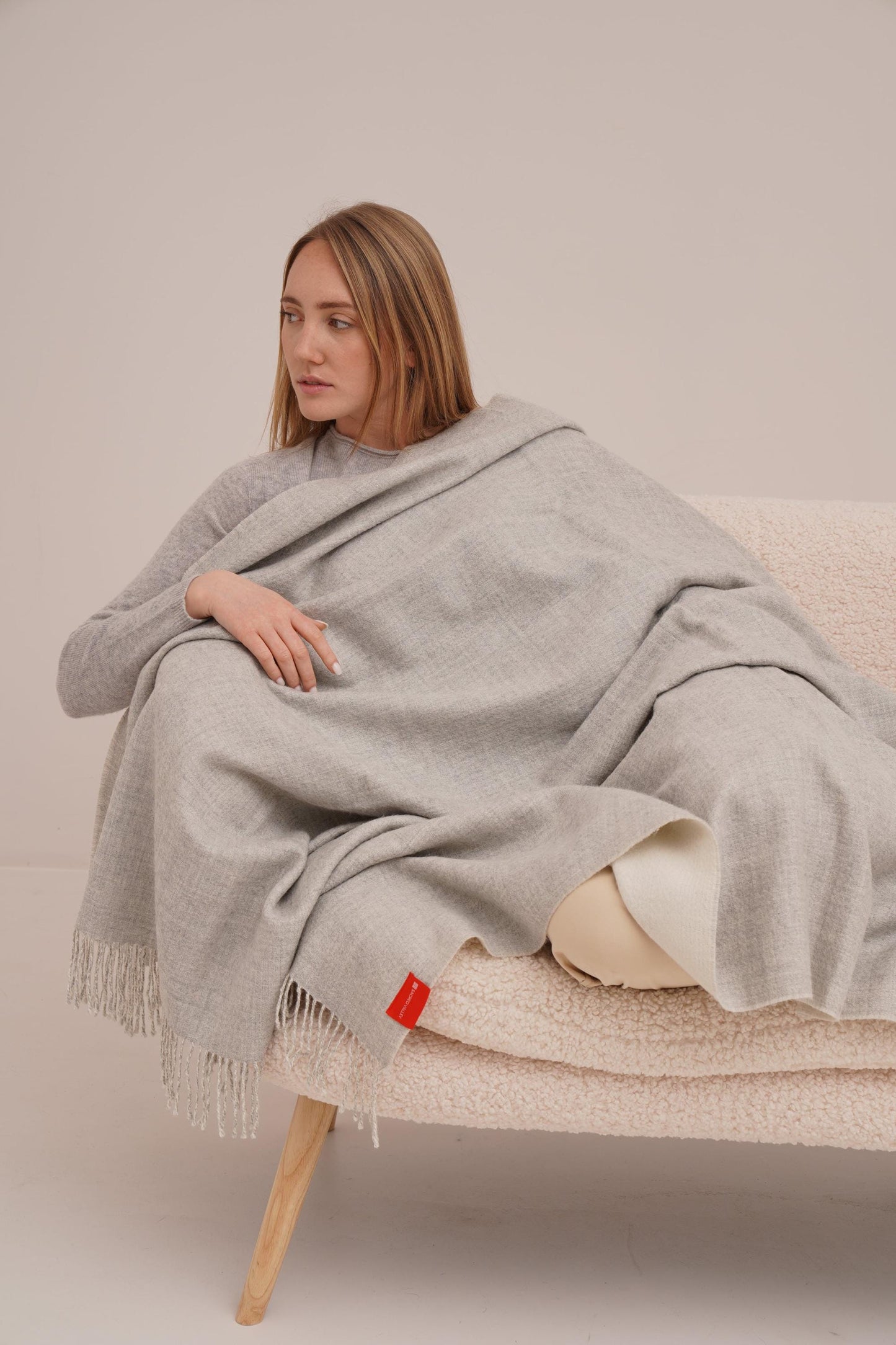 Silver Reversible Blanket in 100% Royal Alpaca