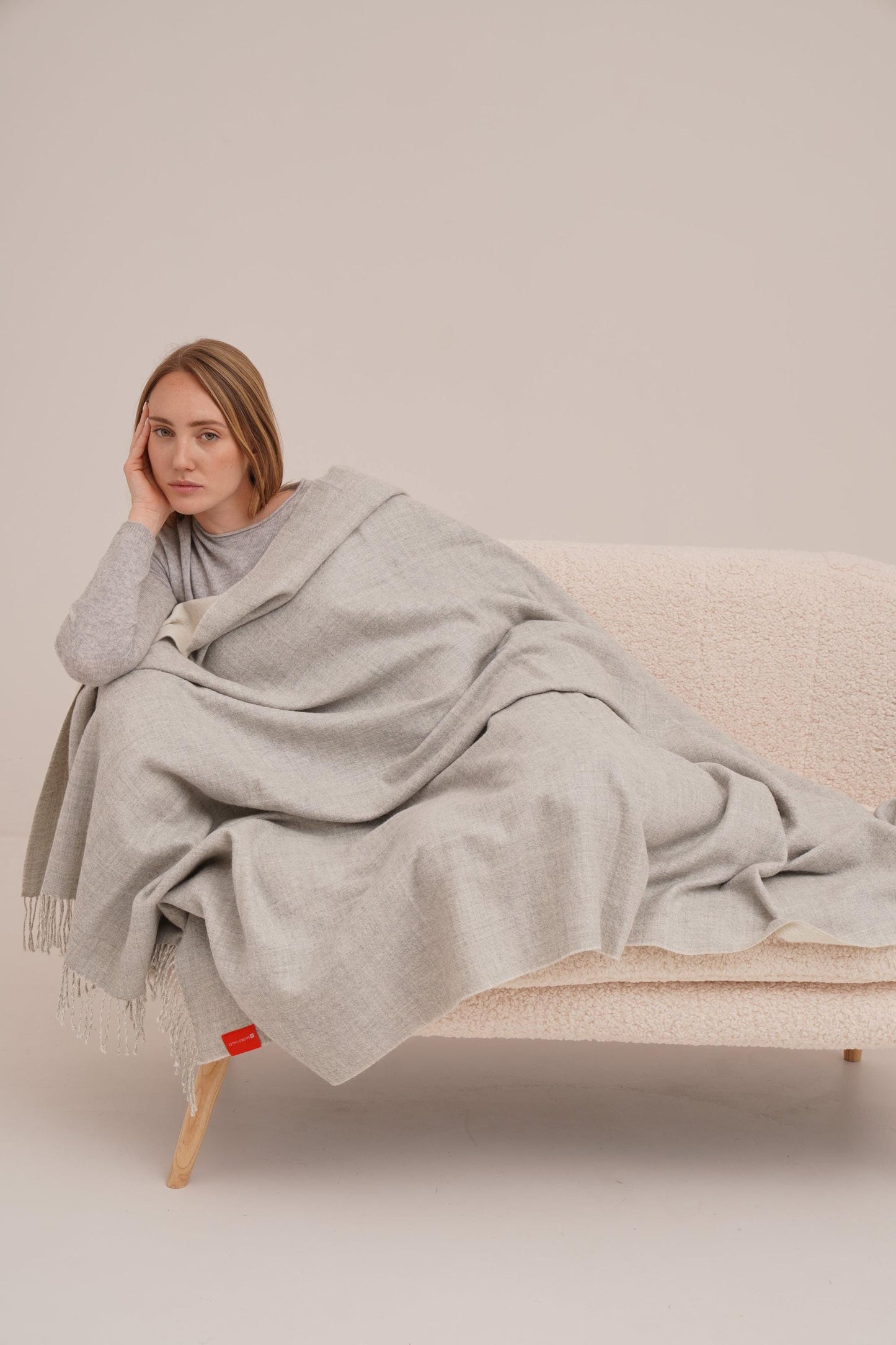 Silver Reversible Blanket in 100% Royal Alpaca