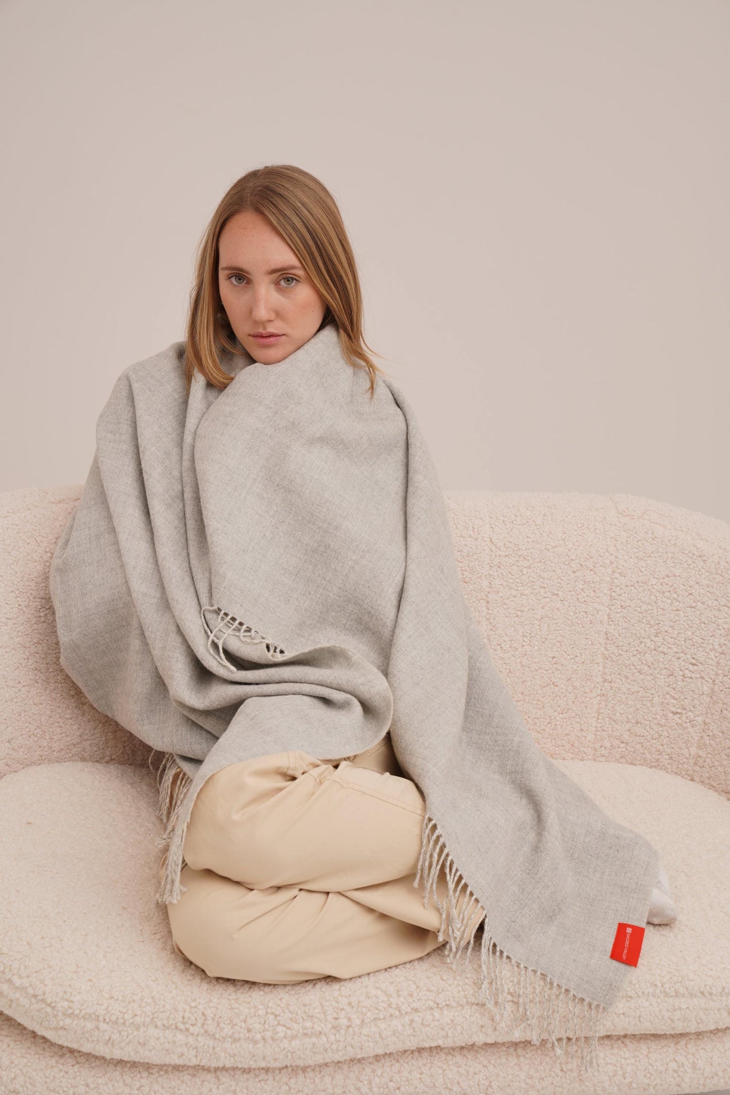 Silver Reversible Blanket in 100% Royal Alpaca