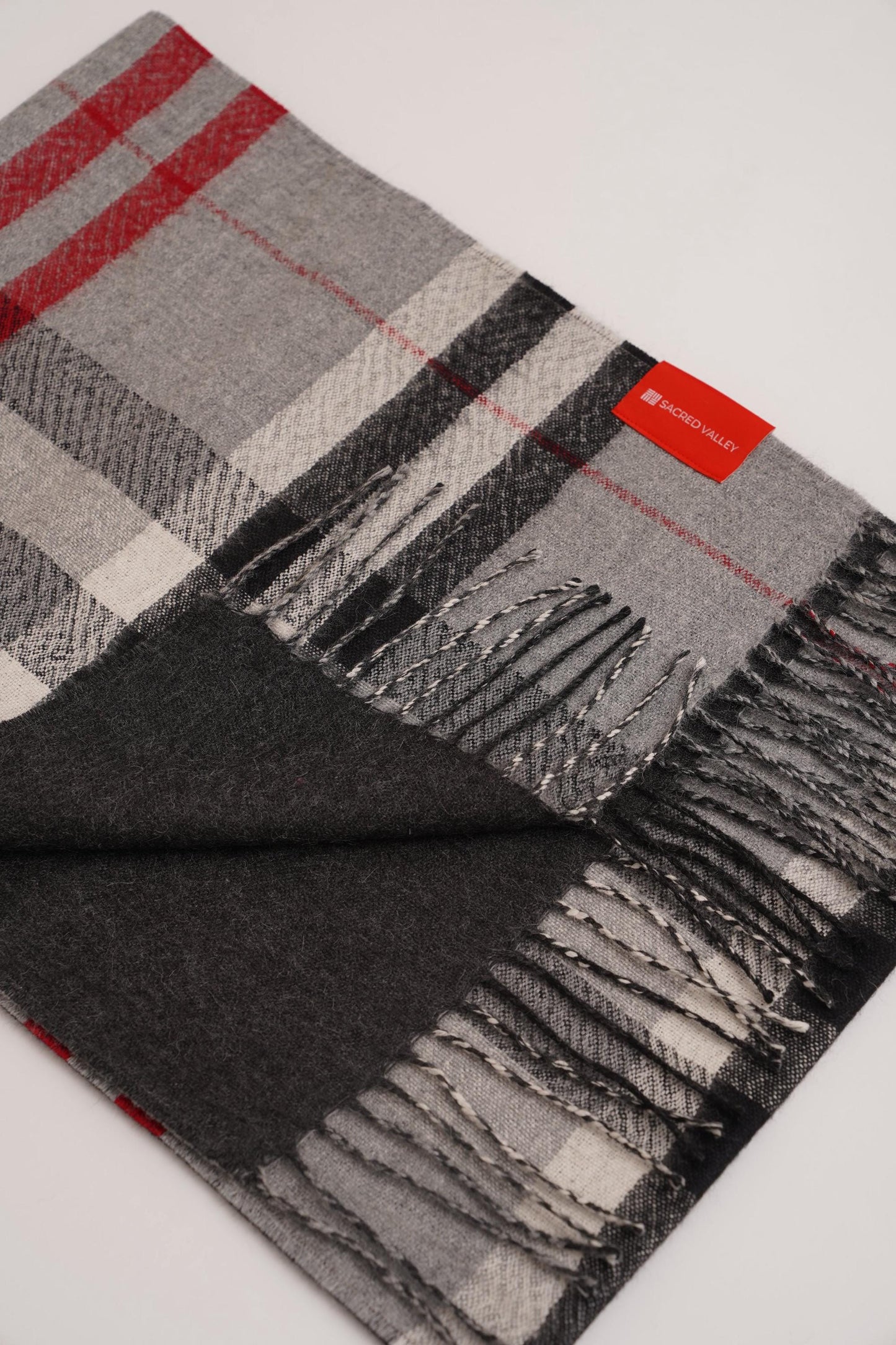 Double Facet Gray Scarf in 100% Royal Alpaca Wool